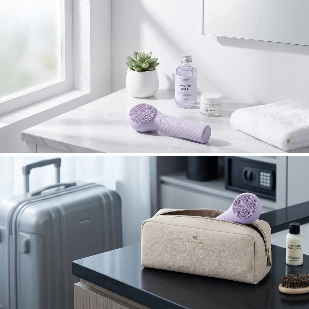 Purple Heated Silicone Facial Cleansing Brush - Dual Sided view 2