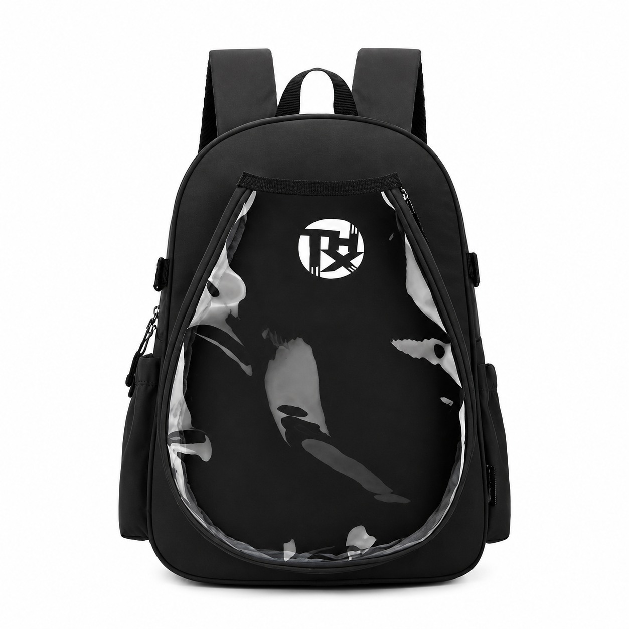 Black Sports Racket Backpack - Lightweight Casual Travel Bag with Separate