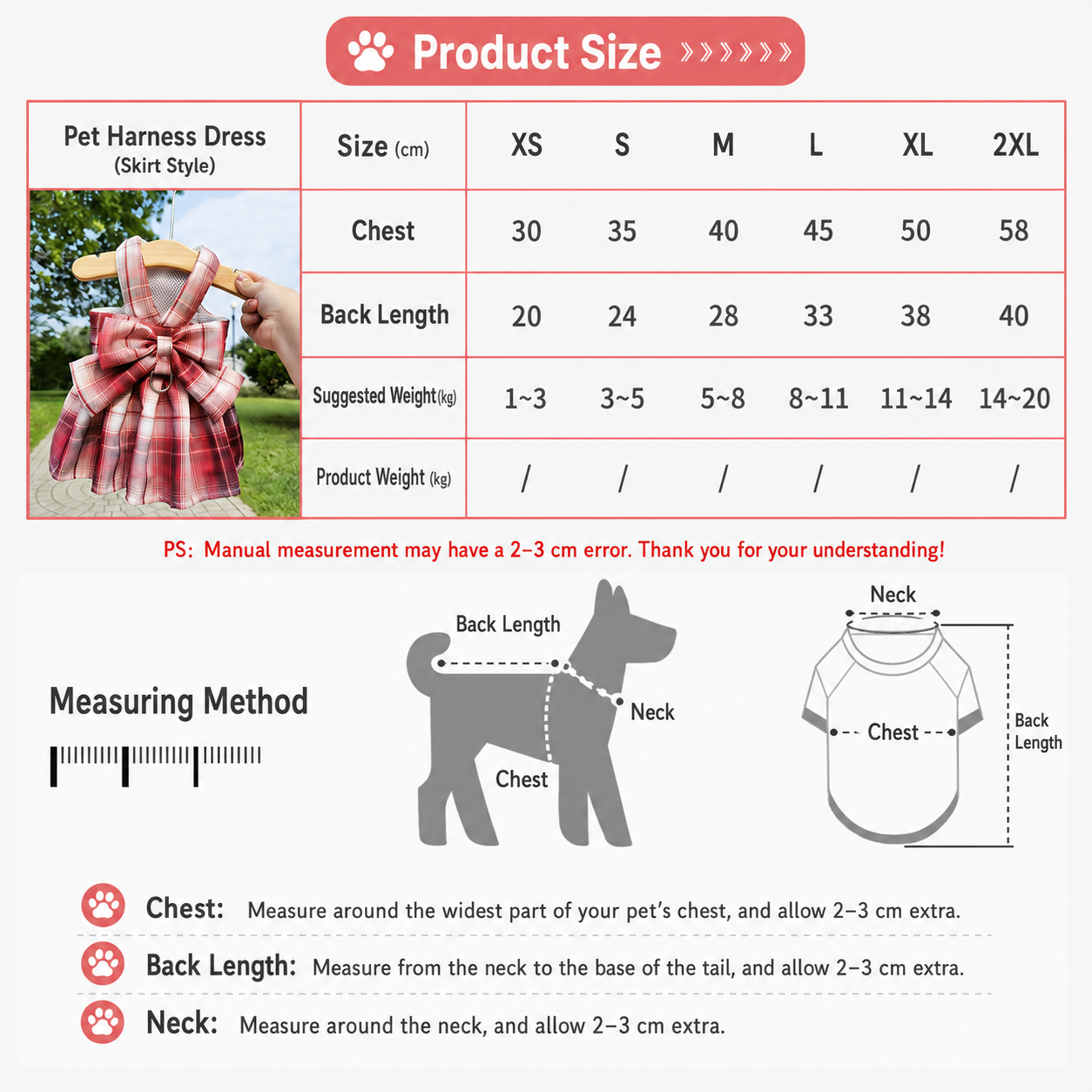 Blue Plaid Pet Harness Dress with Leash for Small Dogs and Cats M Size Bow view 6