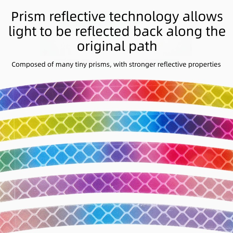 Rainbow Reflective Wheel Stickers - 20 Piece Long Strip Sticker Sheet for view 3