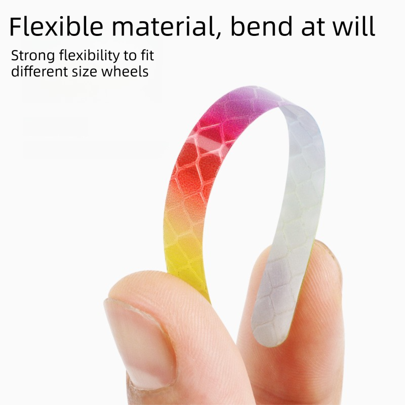 Rainbow Reflective Wheel Stickers - 20 Piece Long Strip Sticker Sheet for view 5