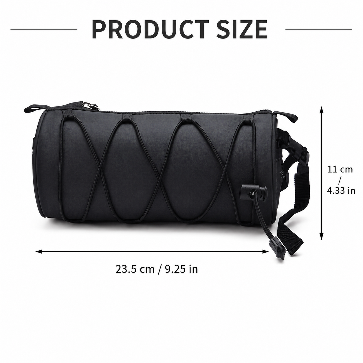 Black Bicycle Handlebar Bag with Fluorescent Orange Elastic Cord Waterproof view 5