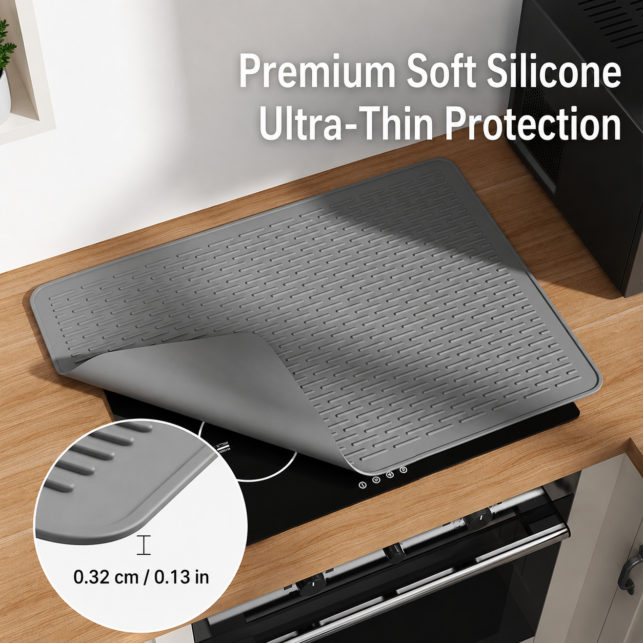 Grey Silicone Countertop Protector and Dish Drying Mat - Dishwasher Safe (71x50cm) view 4