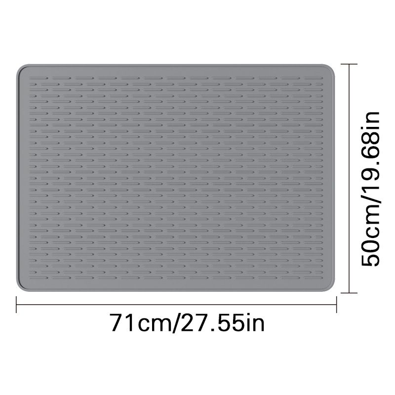 Grey Silicone Countertop Protector and Dish Drying Mat - Dishwasher Safe (71x50cm) view 5