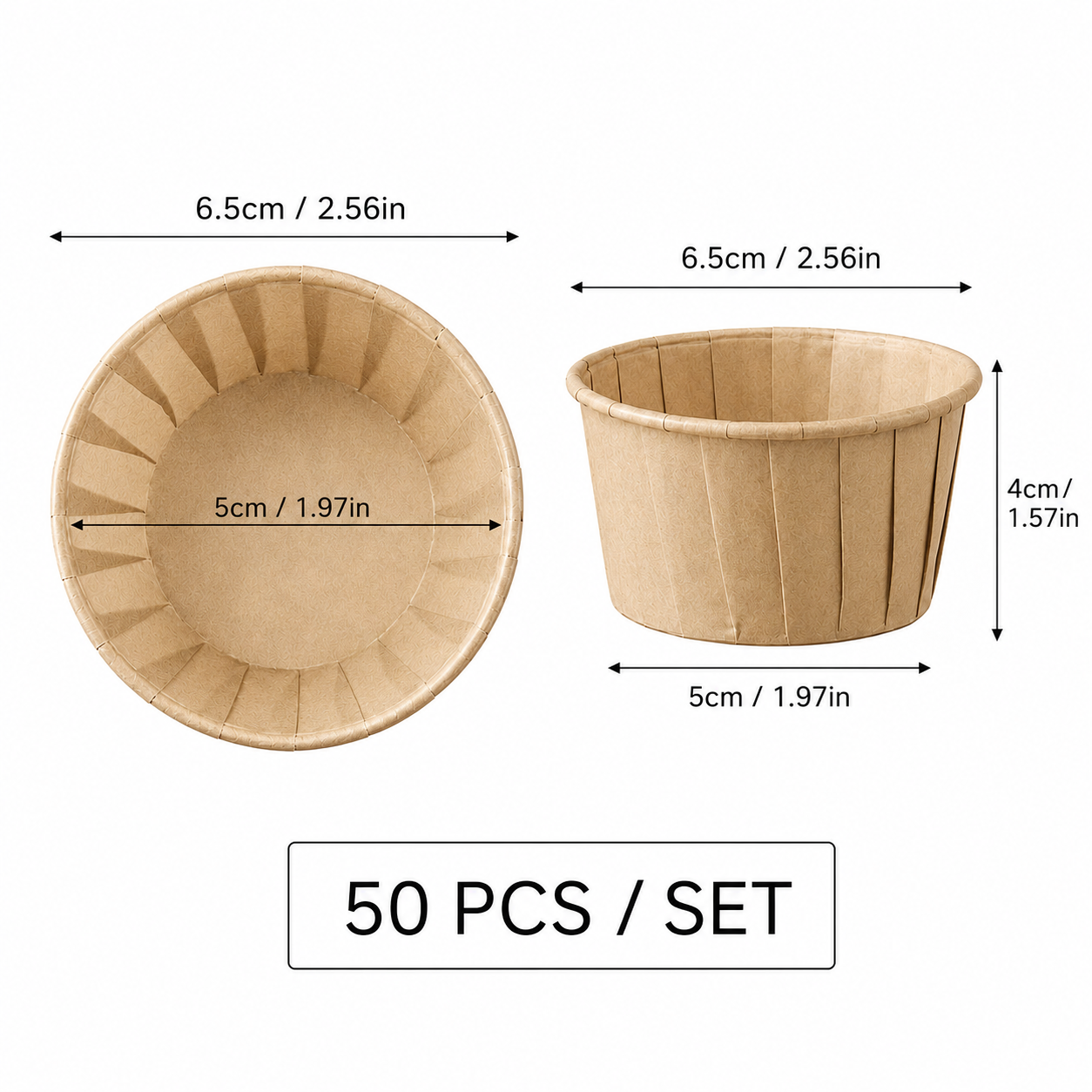 Light Brown 50Pcs Cupcake Baking Cups 2.56in Greaseproof Paper Liners for view 5