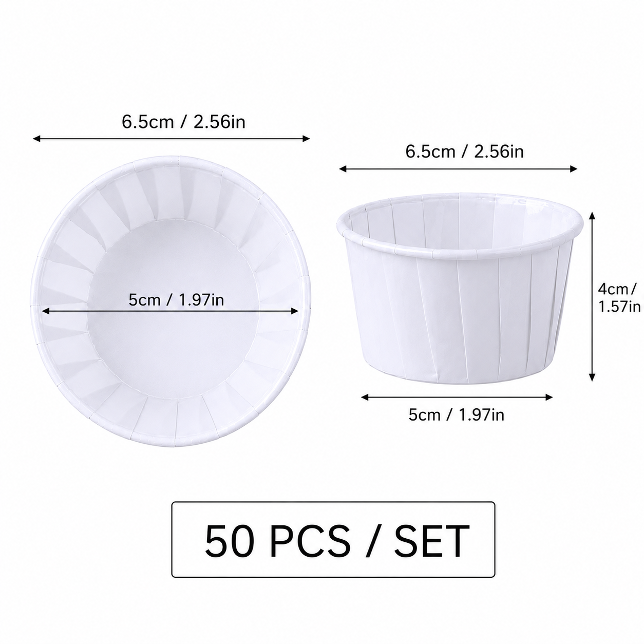 White 50Pcs Cupcake Baking Cups 2.56in Greaseproof Paper Liners for Muffins view 2