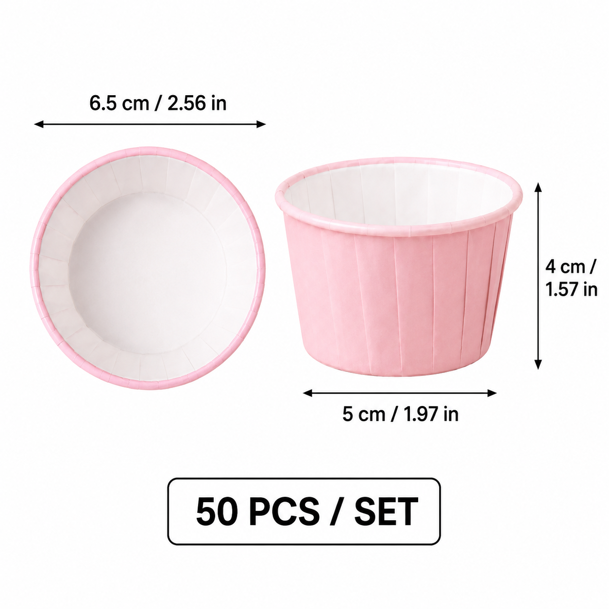 Pink 50Pcs Cupcake Baking Cups 2.56in Greaseproof Paper Liners for Muffins view 2