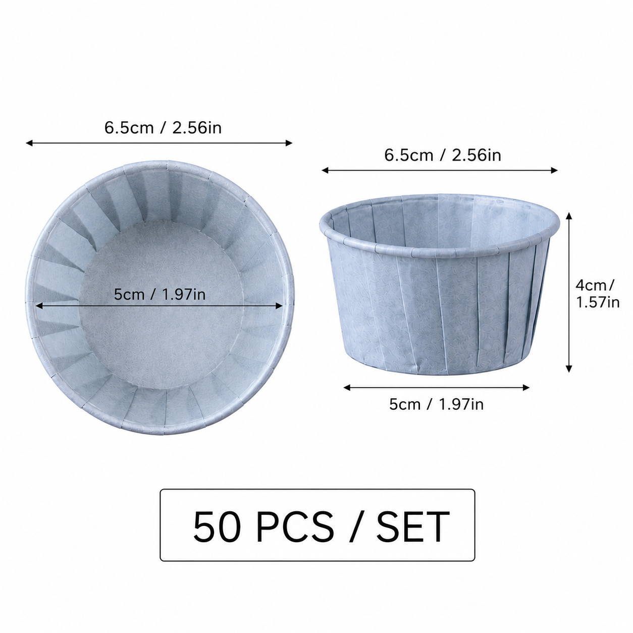 Blue 50Pcs Cupcake Baking Cups 2.56in Greaseproof Paper Liners for Muffins view 2