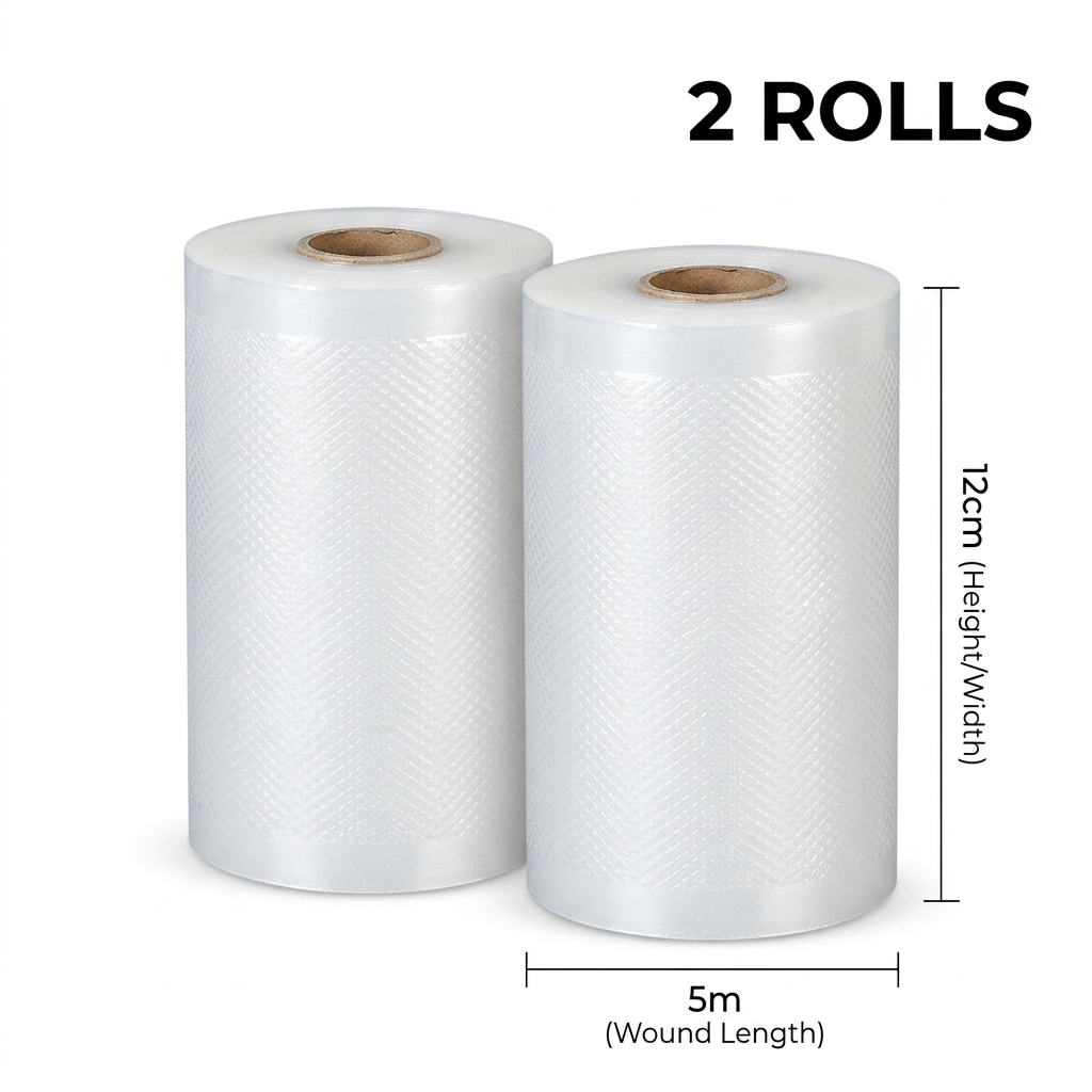 Vacuum Sealer Bag Roll 12cm x 5m Embossed Food Storage Bags 2 Rolls for Vacuum view 2