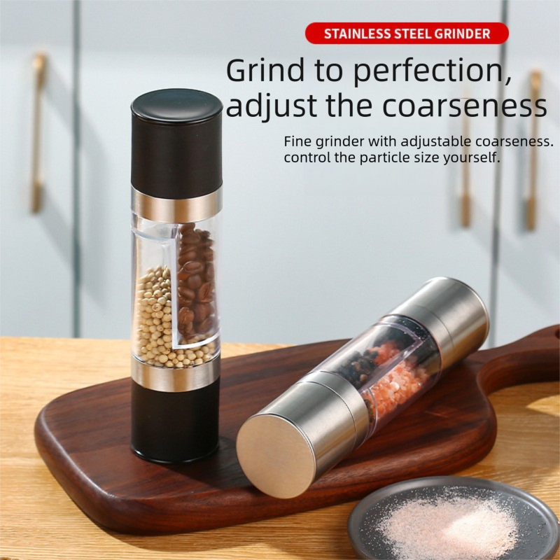 Dual Head Manual Pepper Grinder Black Spice Mill with Adjustable Coarseness view 3