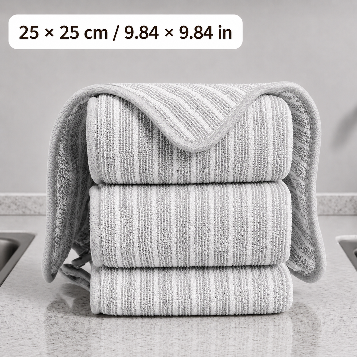 5 Pack Grey Kitchen Cleaning Cloths - 25 x 25 cm Reusable Absorbent Lint-Free view 5