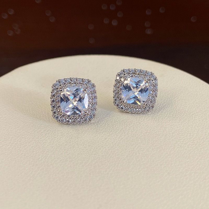 Square Halo Pendant Necklace and Stud Earrings Jewellery Set - 2 Piece view 5