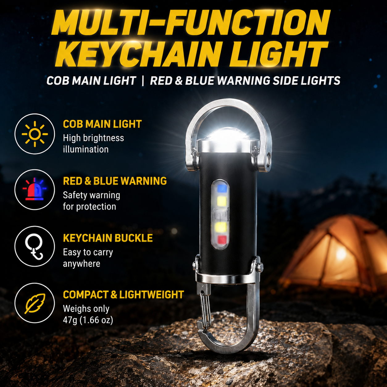 Mini Keychain Flashlight - 2 Pack Portable LED Torch with Hook view 4