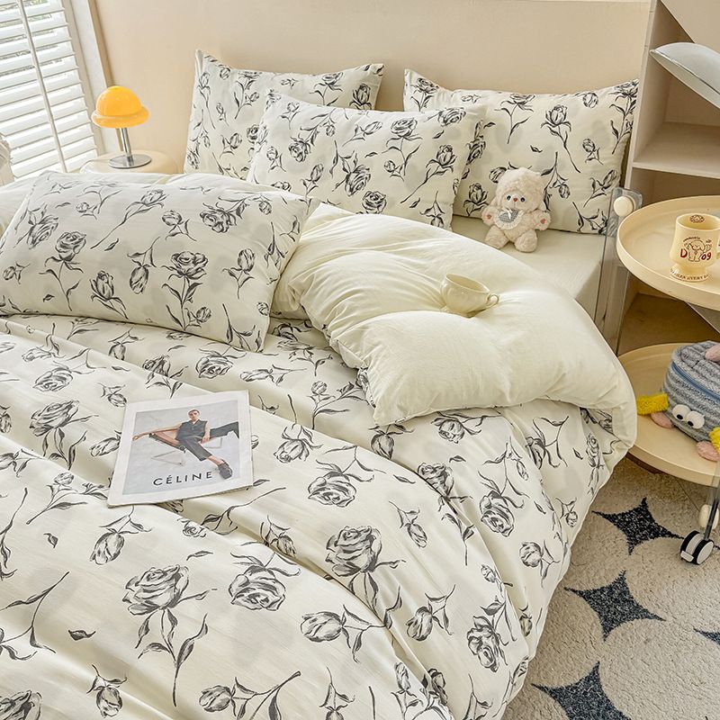 Rose Print Bedding Set - 3 Piece Set - Quilt Cover 229 x 229 cm with 2 view 2