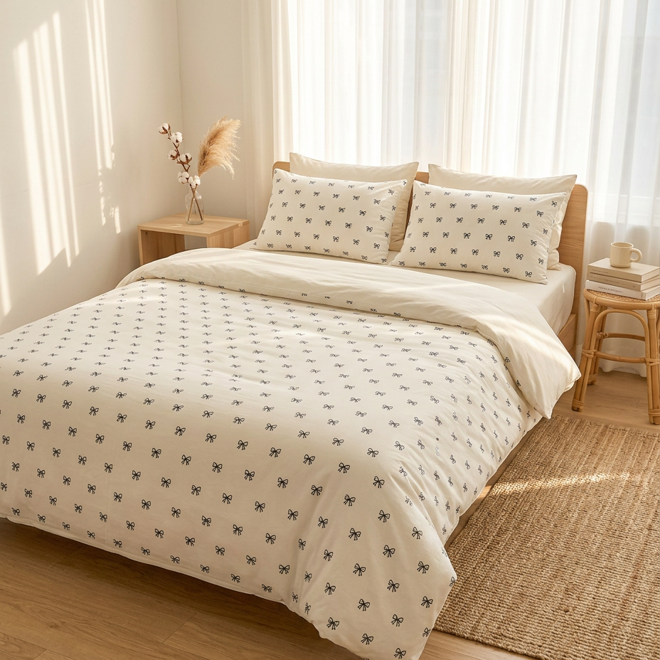 Bow Print Bedding Set - 3 Piece Set - Quilt Cover 200 x 229 cm with 2 view 3