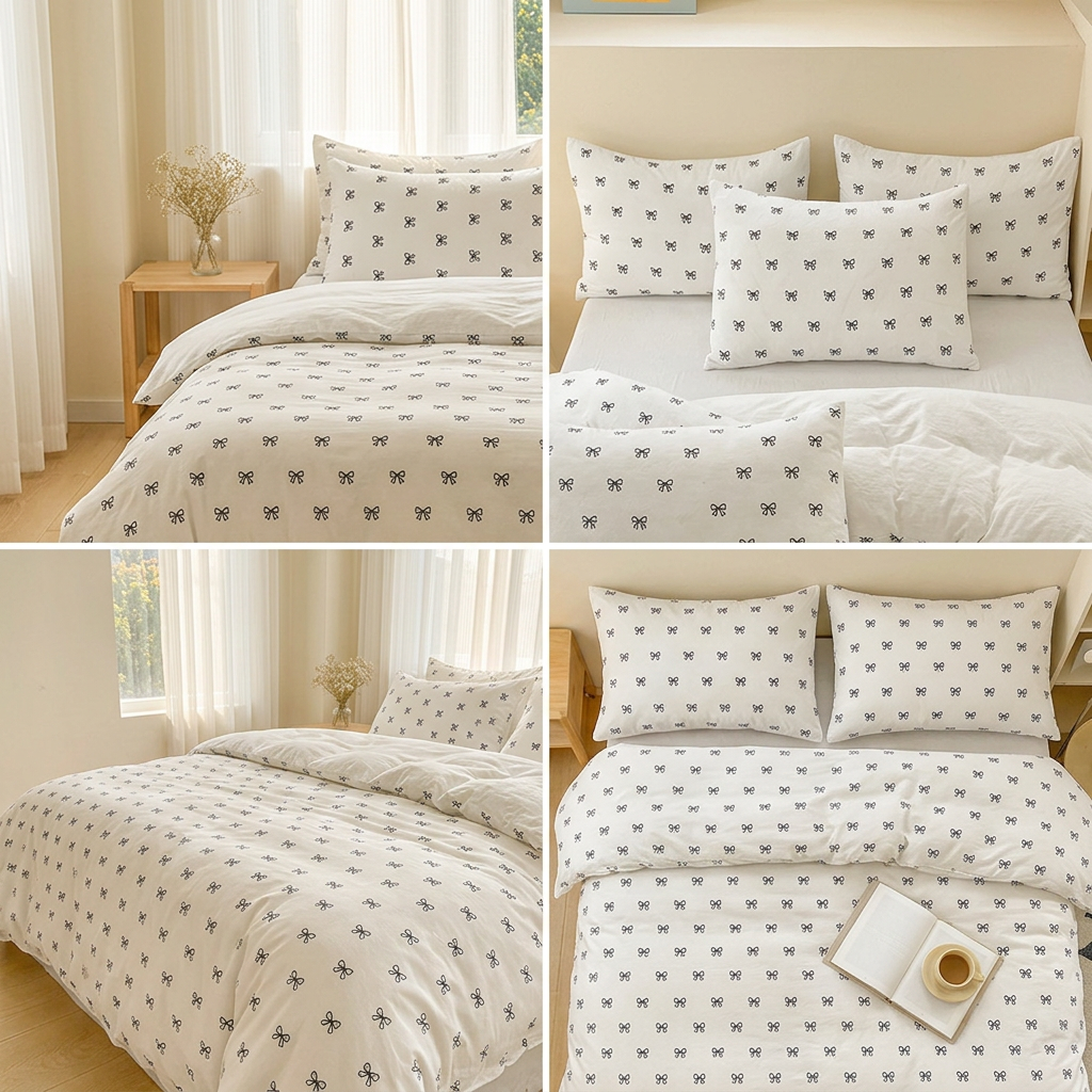 Bow Print Bedding Set - 3 Piece Set - Quilt Cover 229 x 229 cm with 2 view 4