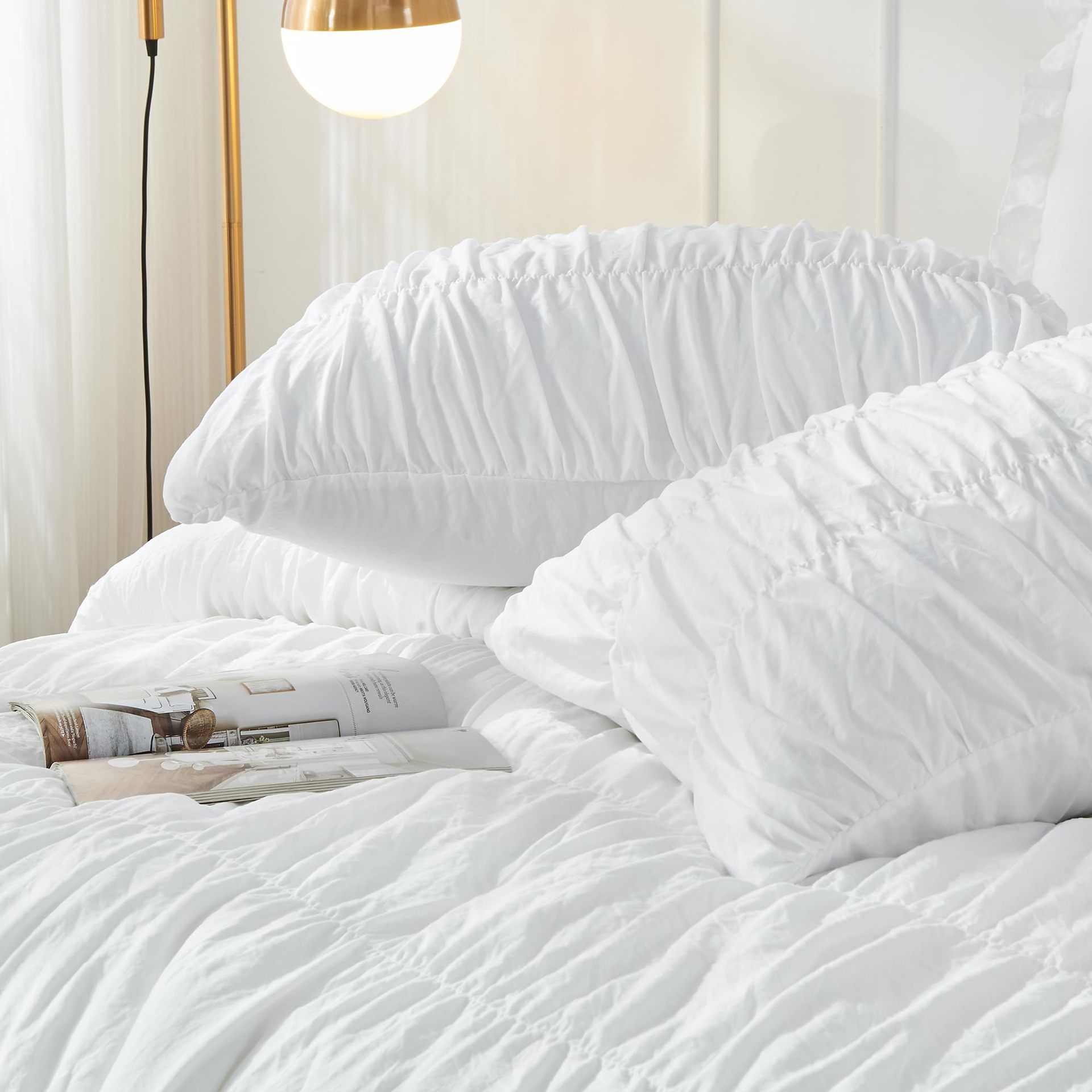 Textured Bohemian Ruffled Quilt Cover Set view 4