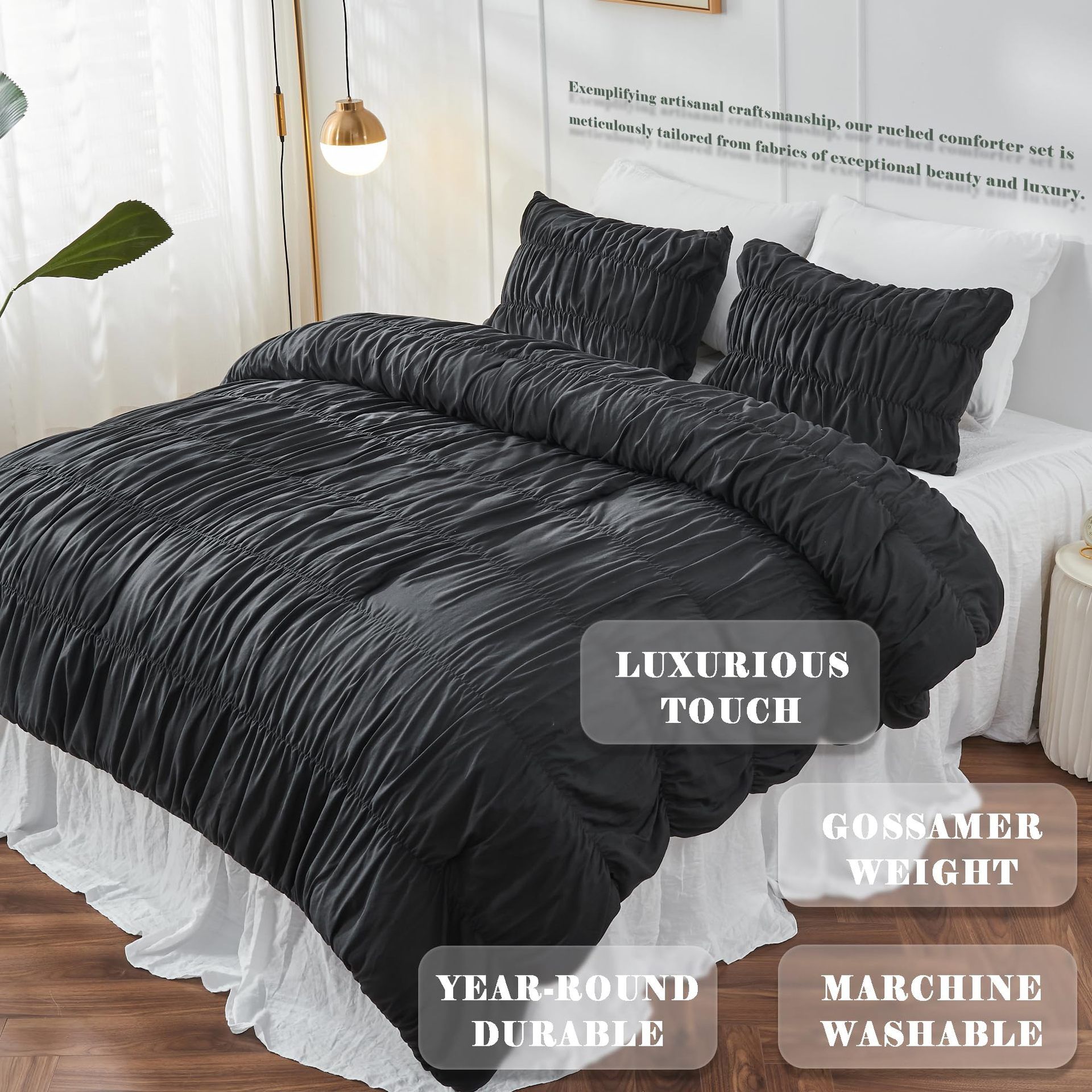 Textured Bohemian Ruffled Quilt Cover Set view 2