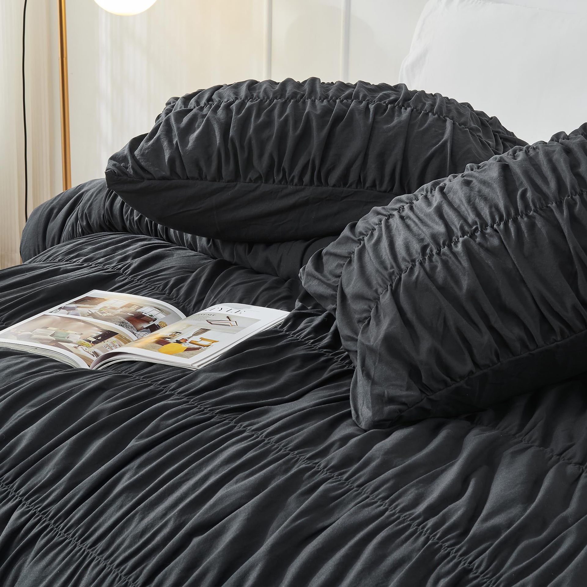Textured Bohemian Ruffled Quilt Cover Set view 4
