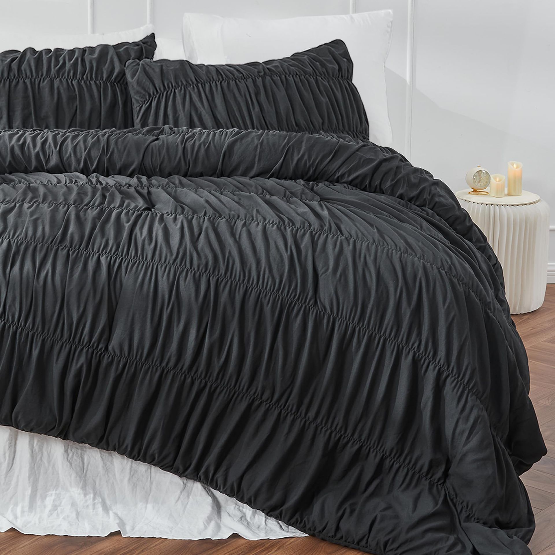 Textured Bohemian Ruffled Quilt Cover Set view 5