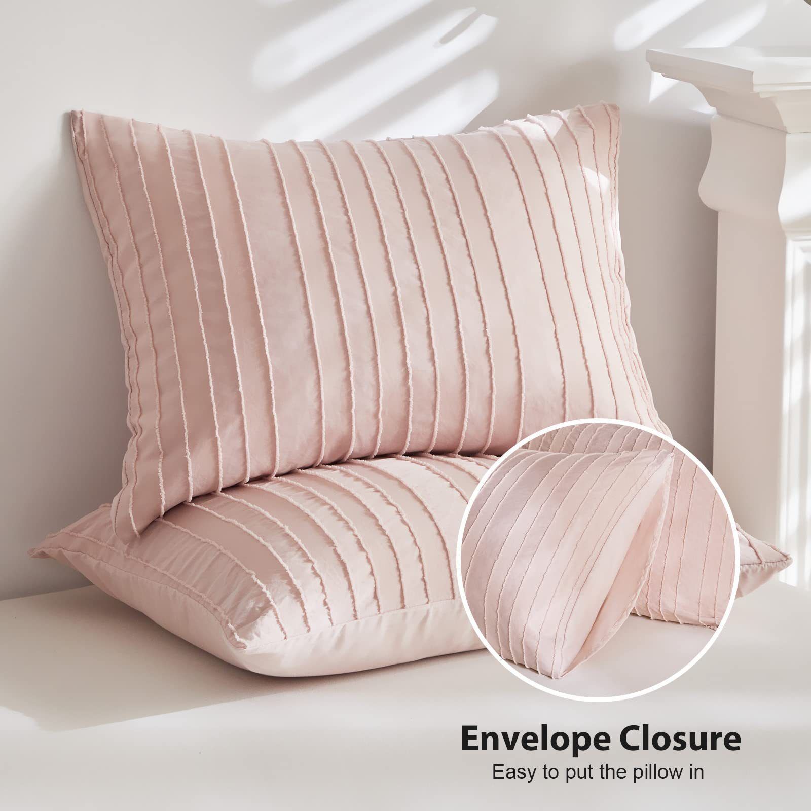Pink Tufted Stripe Bedding Set - Single 2 Piece Quilt Cover and Pillowcase view 6