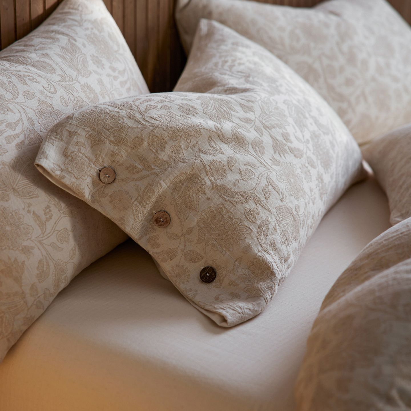 Linen Pillowcase Set (Style 2) - Button Closure Pillow Covers 48x74cm for Home