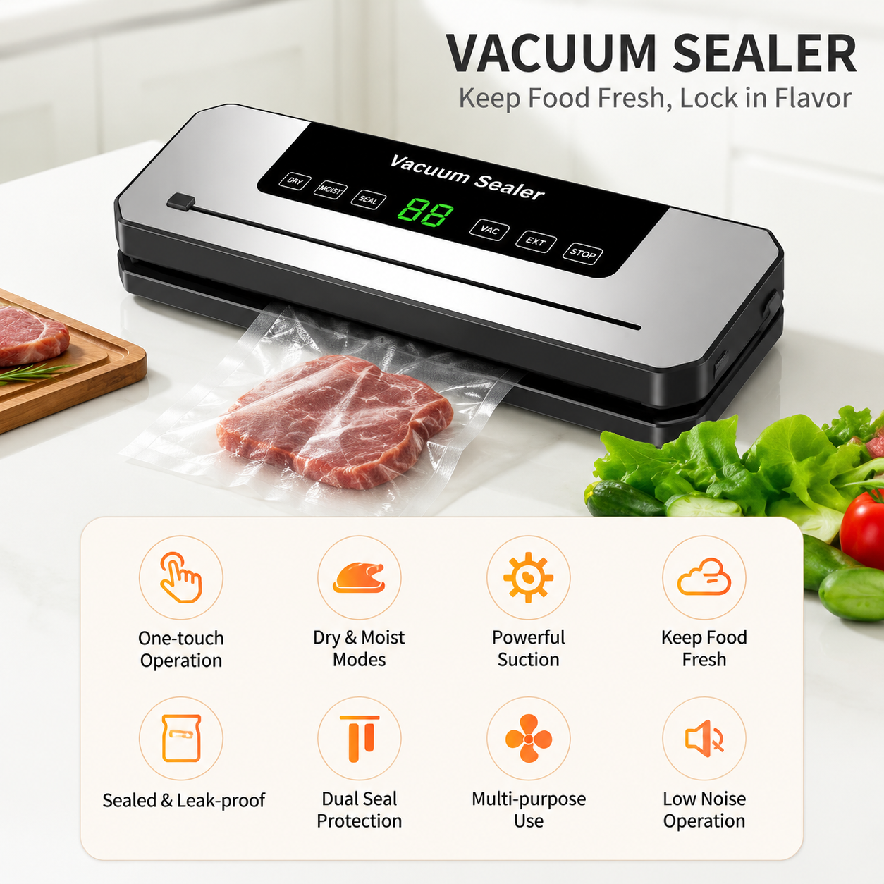 Automatic Vacuum Sealer Machine - Dry and Moist Food Sealing System 300mm Seal view 5