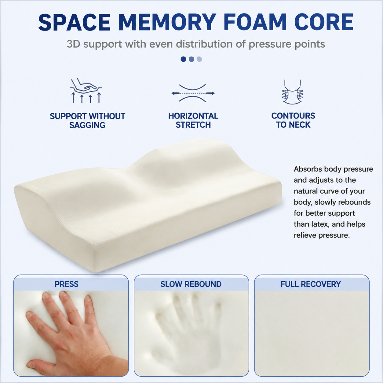 Single Butterfly Memory Foam Pillow - Ergonomic Neck Support Cushion with view 3