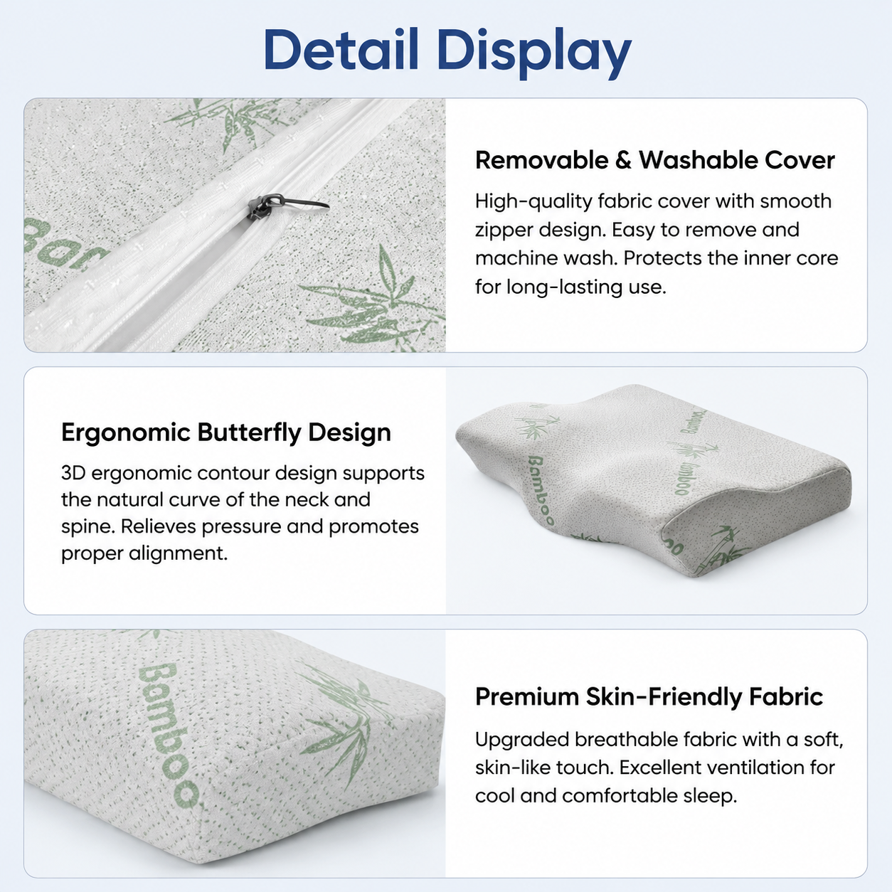 Single Butterfly Memory Foam Pillow - Ergonomic Neck Support Cushion with view 5