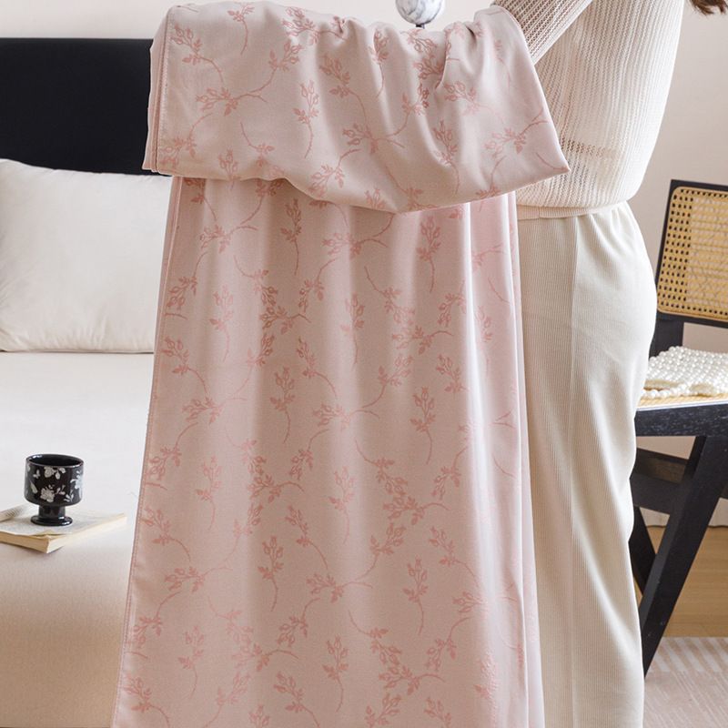 Pink Bamboo Fibre Summer Blanket - Vine Pattern Cooling Throw Blanket view 3