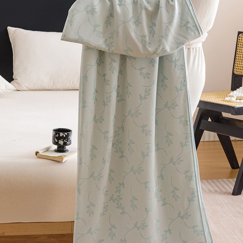 Blue Bamboo Fibre Summer Blanket - Vine Pattern Cooling Throw Blanket view 3