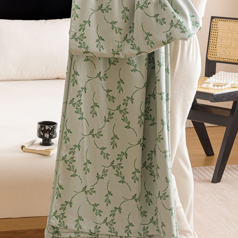 Green Bamboo Fibre Summer Blanket - Vine Pattern Cooling Throw Blanket view 3