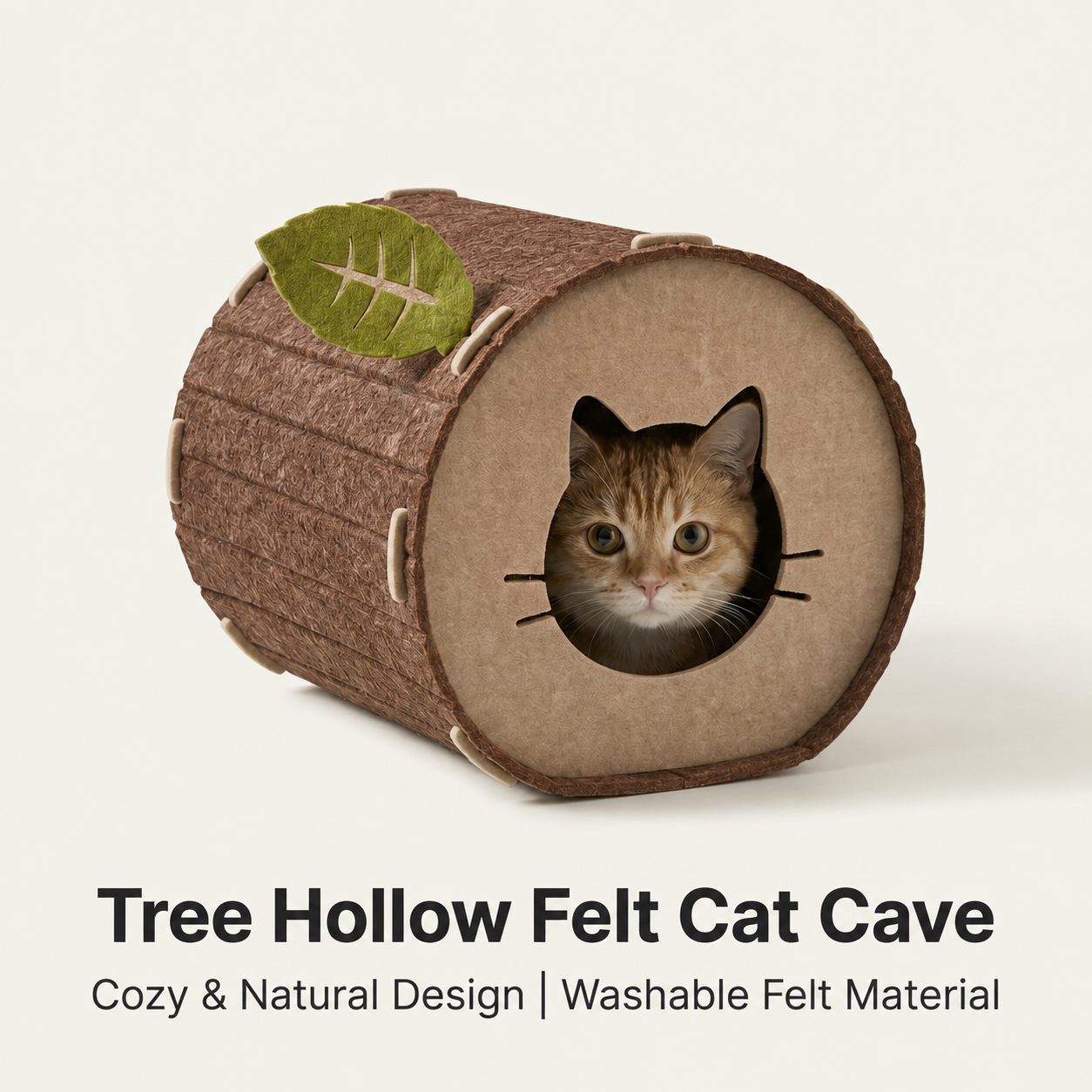 Tree Hollow Felt Cat Cave Cat Bed - Cozy Enclosed Sleeping and Resting Space