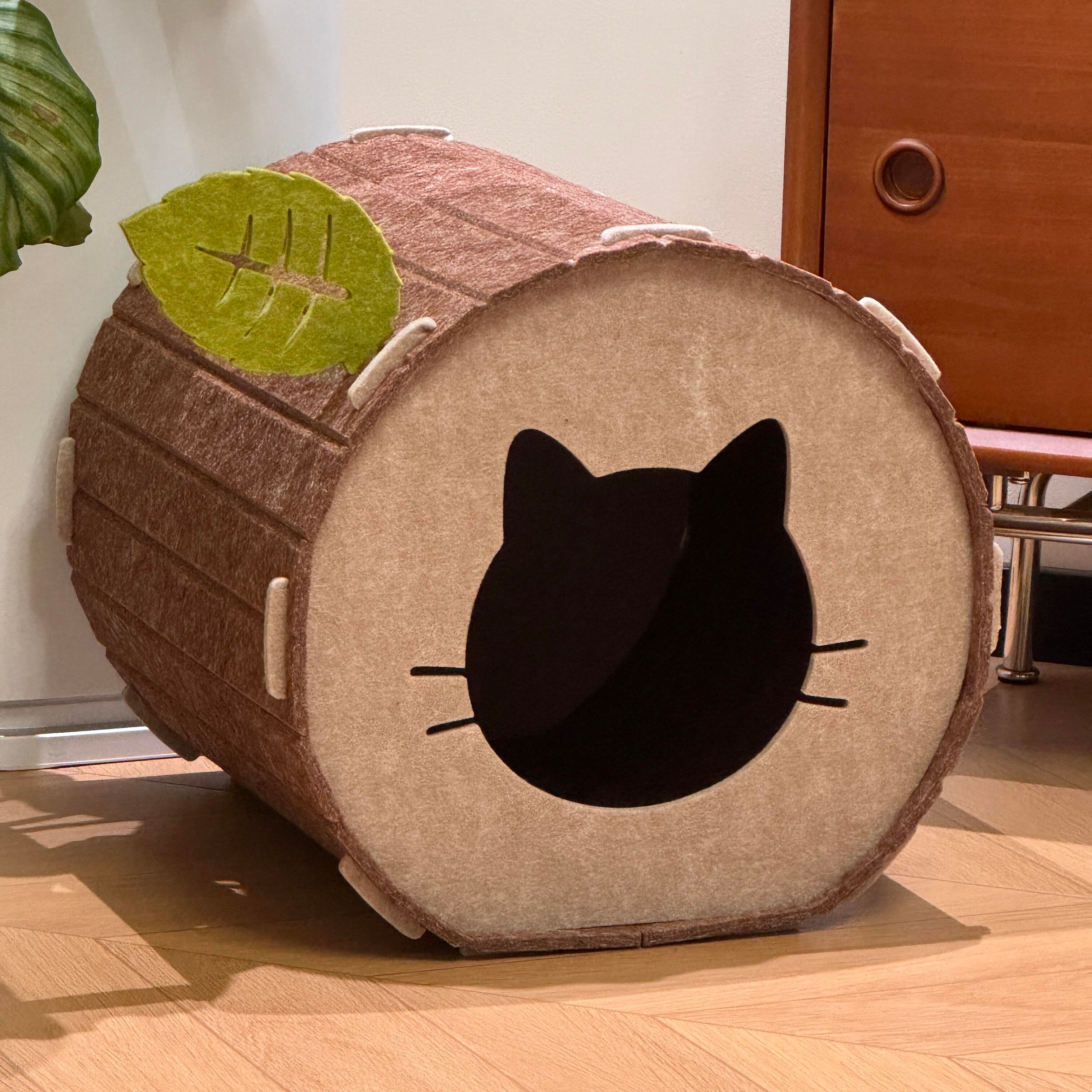 Felt Cat Cave Bed with Catnip Stick Toy 2 Piece Set - Leaf Shaped Cat House view 4