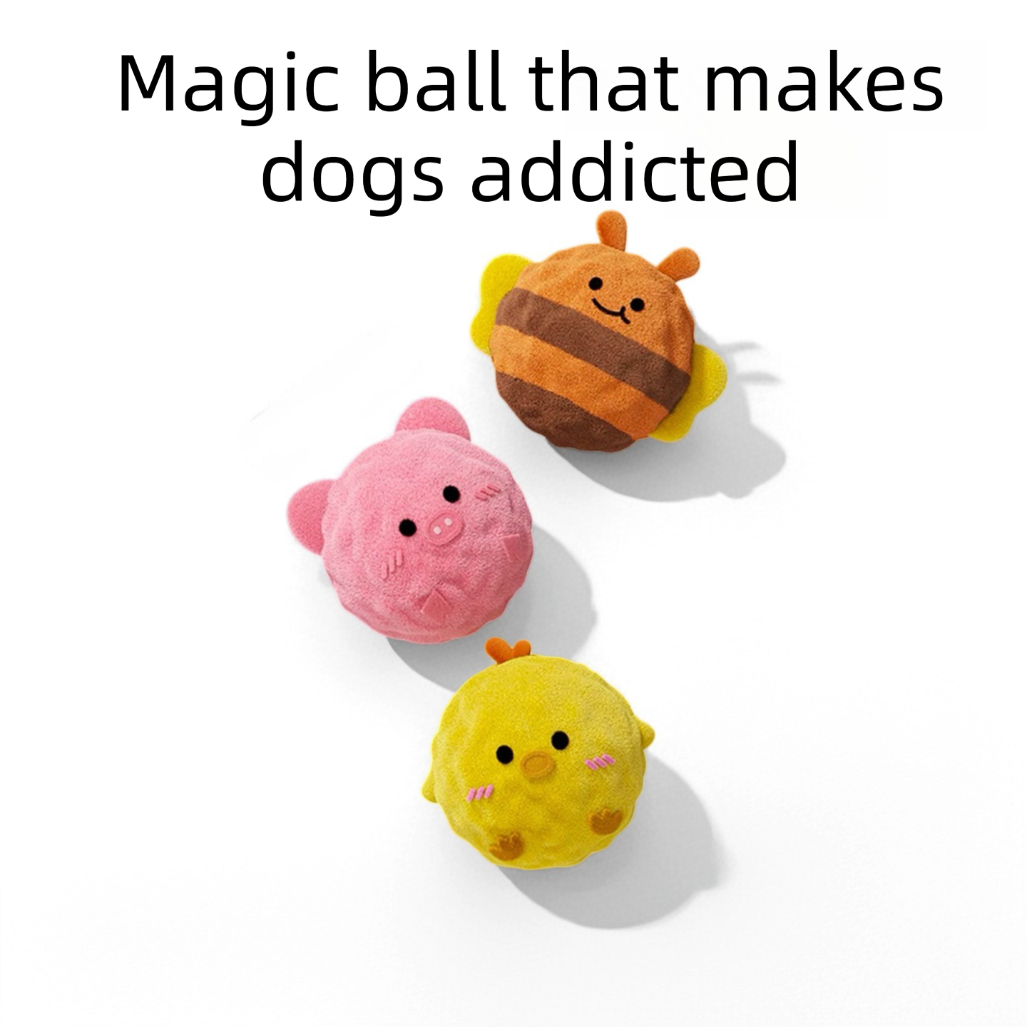 3-Piece Cartoon Squeaky Ball Dog Toy Set with TPR Thorn Ball Inside - Soft