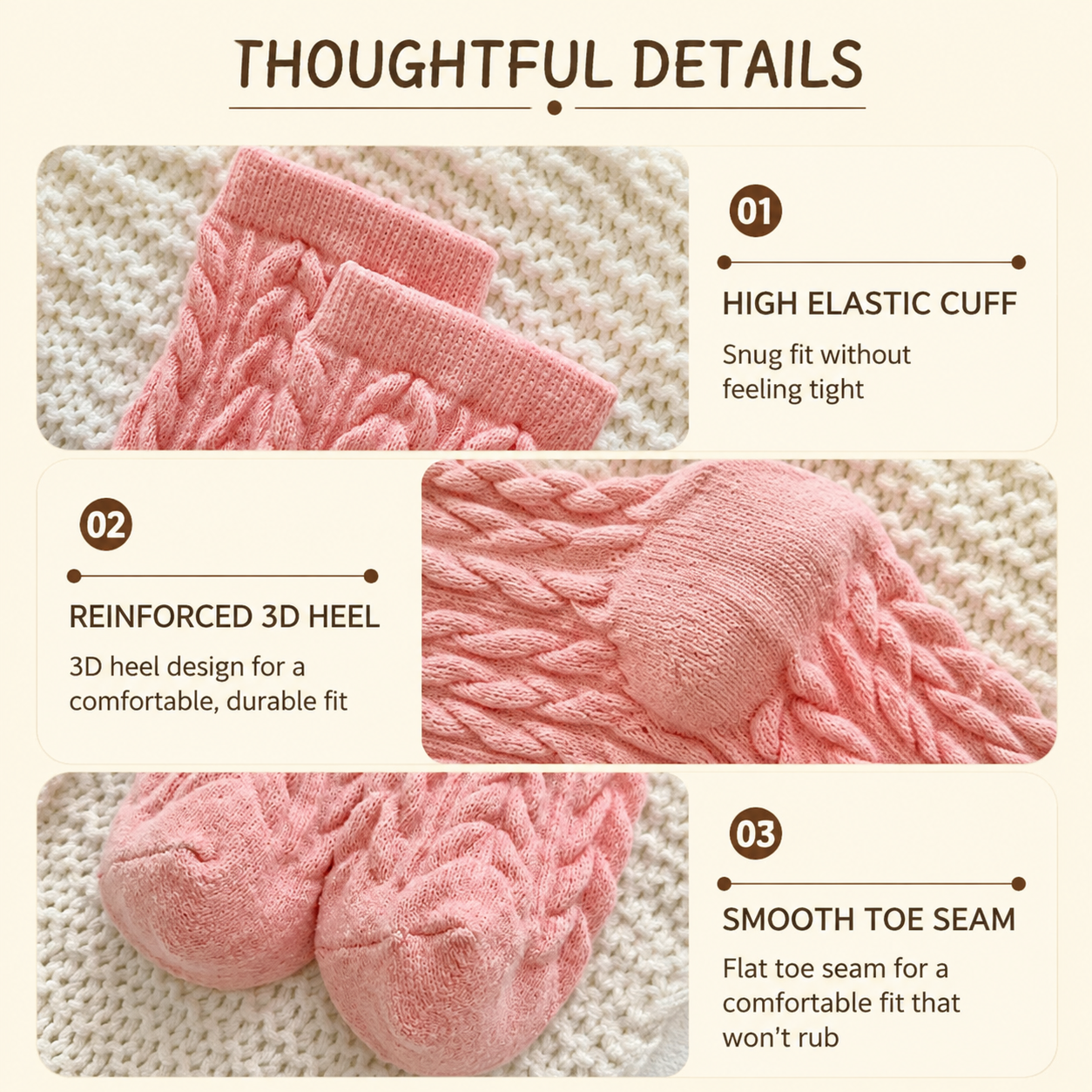 Cable Knit Mid-Calf Socks for Women - 5 Pairs - Stretch Cuff Slouch Style Yellow view 8