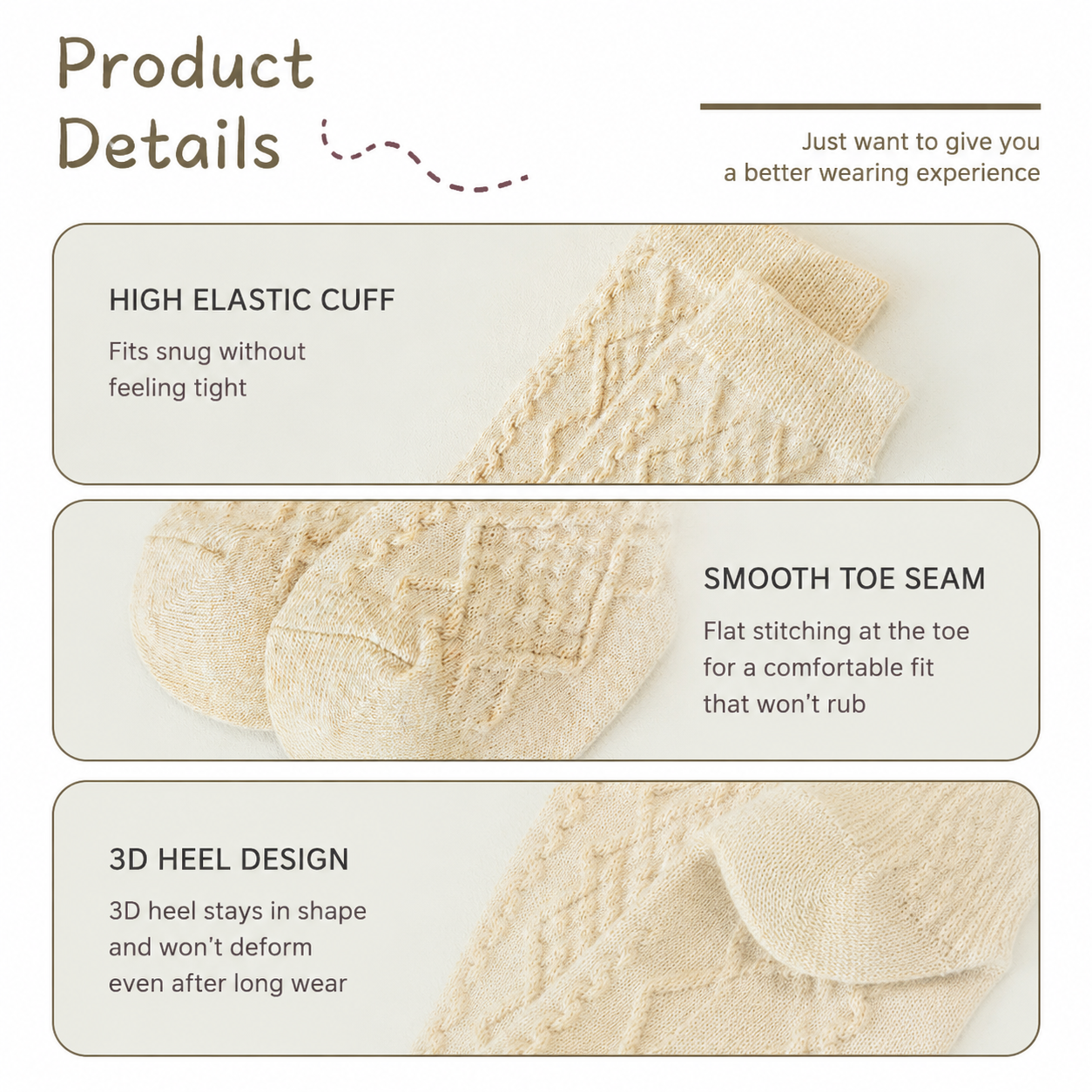Diamond Knit Mid-Calf Socks for Women view 6