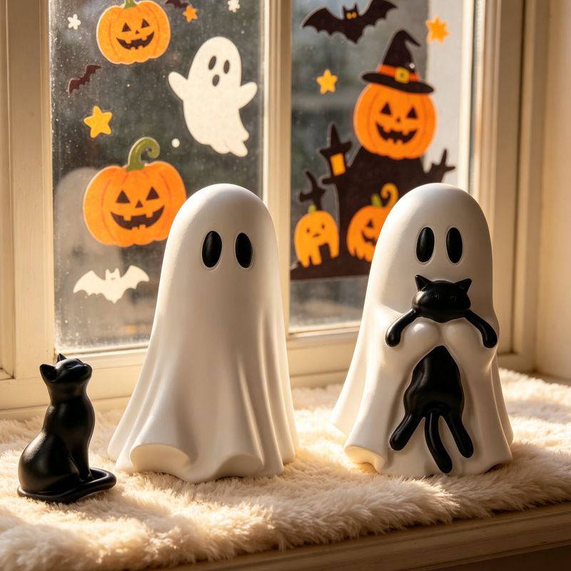 Ghost Cat Halloween Decoration (Large Size B)- Cute Desktop Ornament for Party view 7