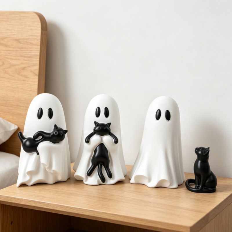 Ghost Cat Halloween Decoration (Large Size B)- Cute Desktop Ornament for Party view 8