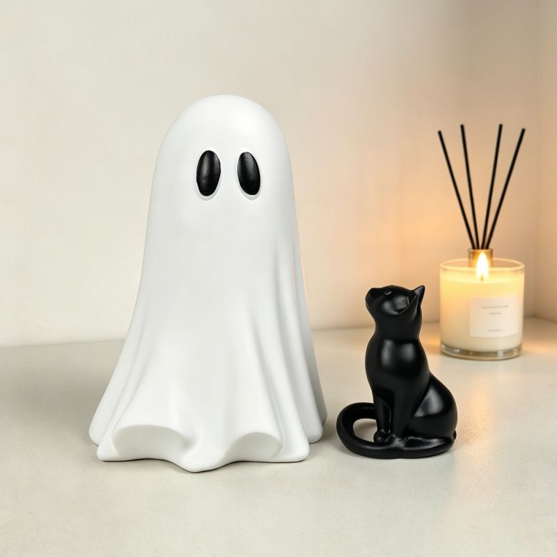 Ghost Cat Halloween Decoration (Large Size C)- Cute Desktop Ornament for Party view 2