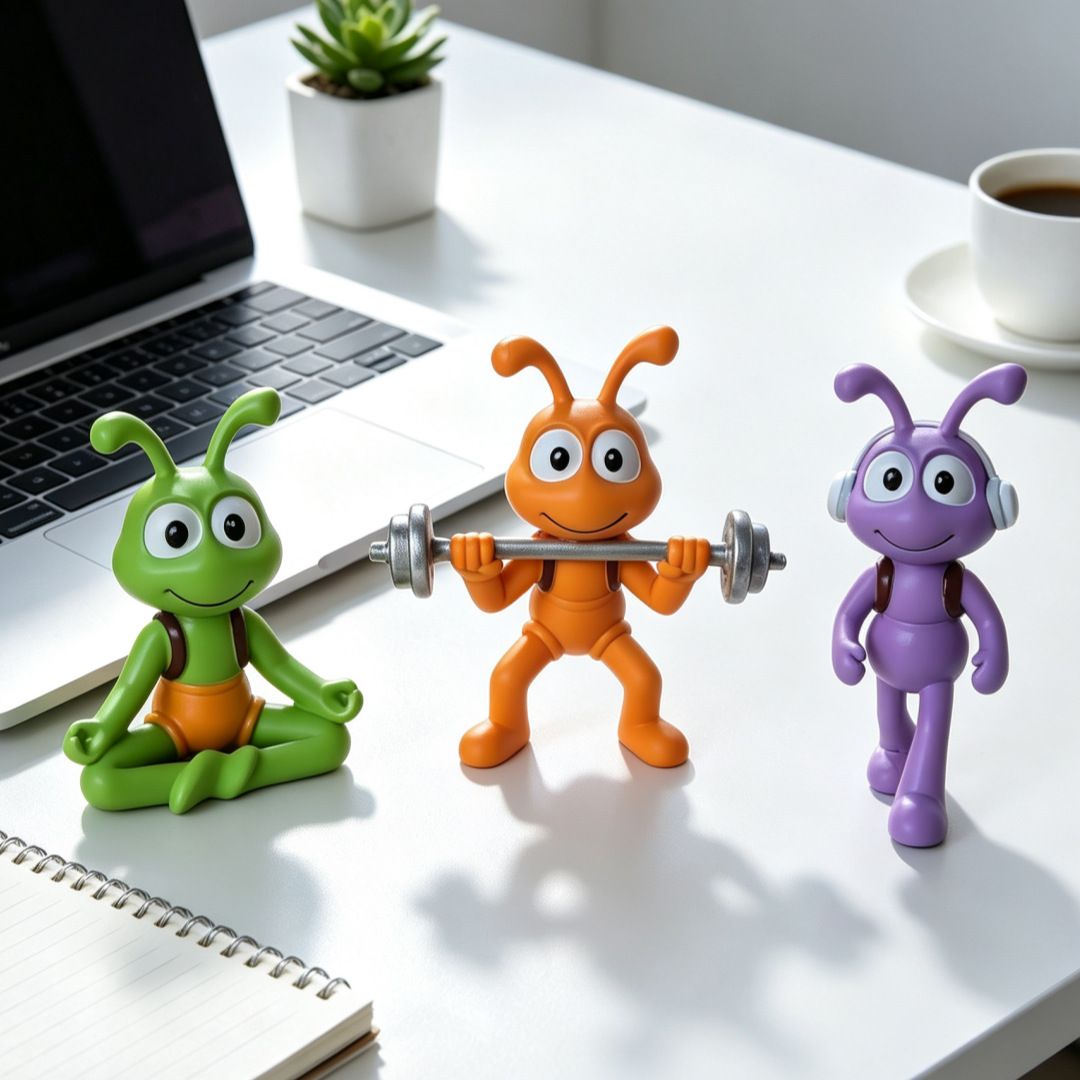 Cartoon Ant Figurine Desk Decor- Weightlifting Ants-Home Office Desk Decoration view 4