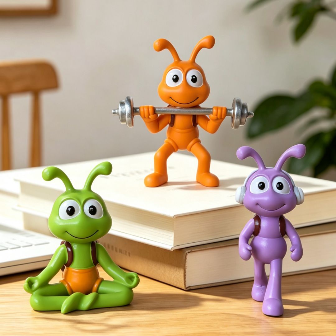 Cartoon Ant Figurine Desk Decor- Weightlifting Ants-Home Office Desk Decoration view 5