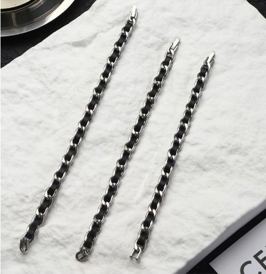 Men's Titanium Steel Bracelet(17cm)- Black and Silver-Tone Chain Link Wrist view 6
