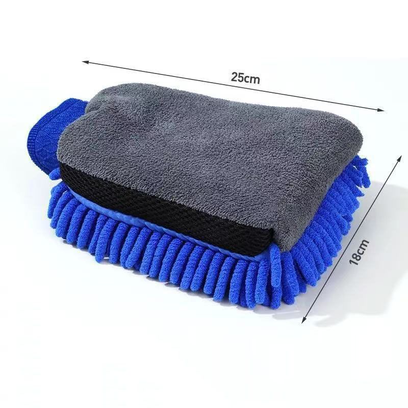2 Pair Blue Chenille Car Wash Mitts view 2