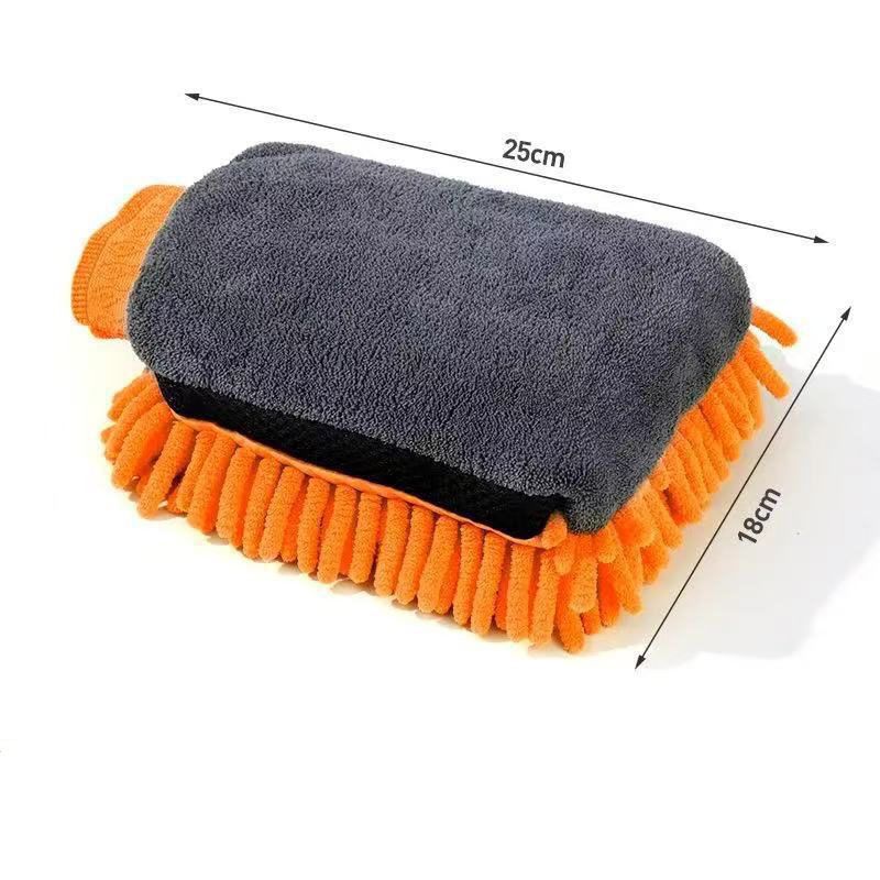 2 Pair Orange Chenille Car Wash Mitts view 2