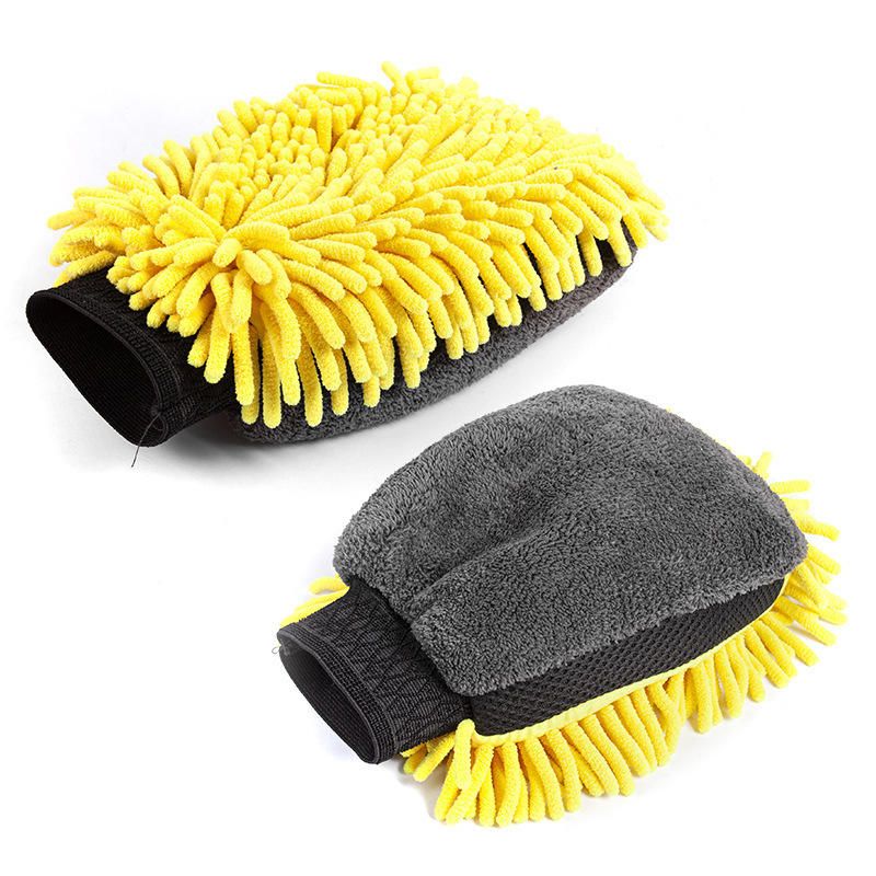 2 Pair Yellow Chenille Car Wash Mitts