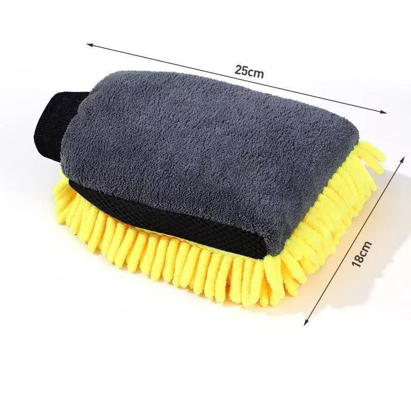 2 Pair Yellow Chenille Car Wash Mitts view 2