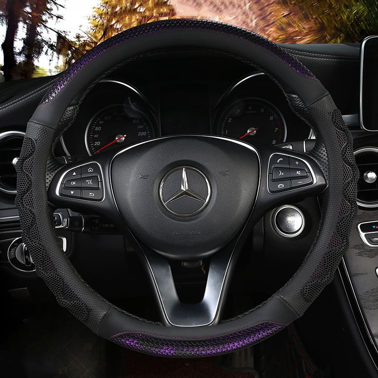 Car Steering Wheel Cover (38cm)- 3D Honeycomb Breathable Mesh - Anti-Slip view 2