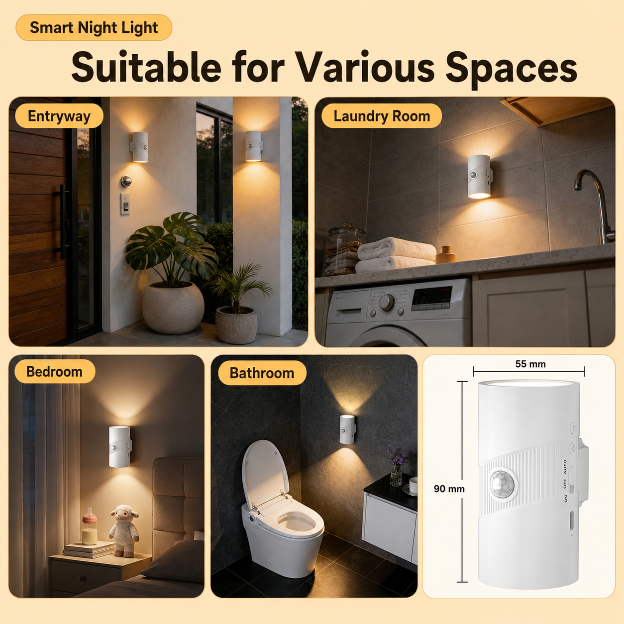 2-Pack White Rechargeable Magnetic Dual Direction Wall Lamp - Widely Triple view 6