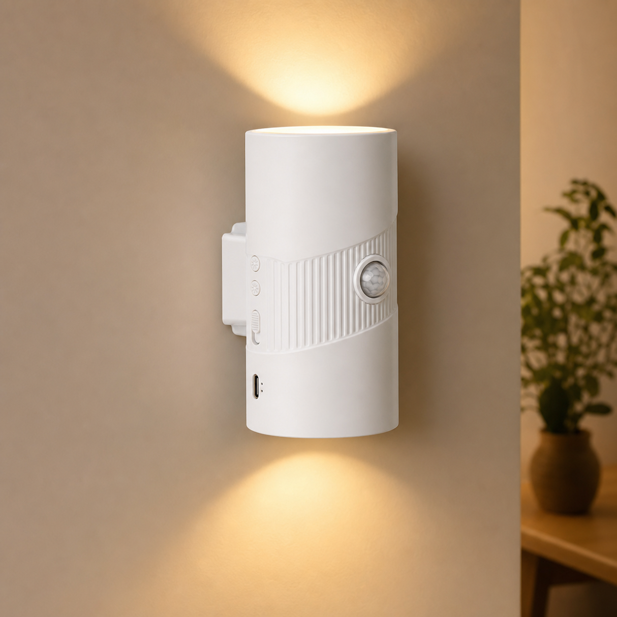 White Rechargeable Magnetic Dual Direction Wall Lamp - Widely Triple Sensing view 2